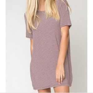 Red&White Brandy Striped T Shirt Dress